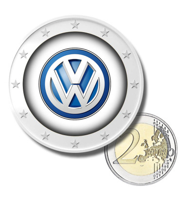 2 Euro Coloured Coin Volkswagen