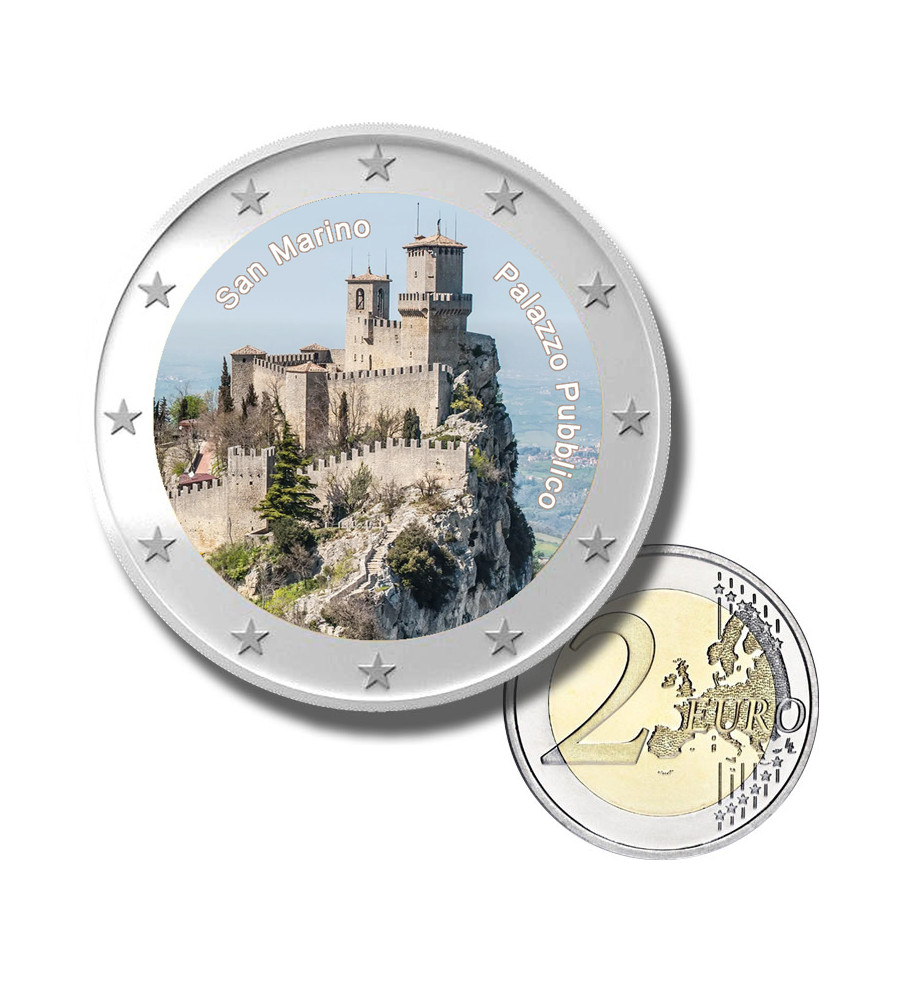 2 Euro Coloured Coin San Marino - Palazzo Pubblico