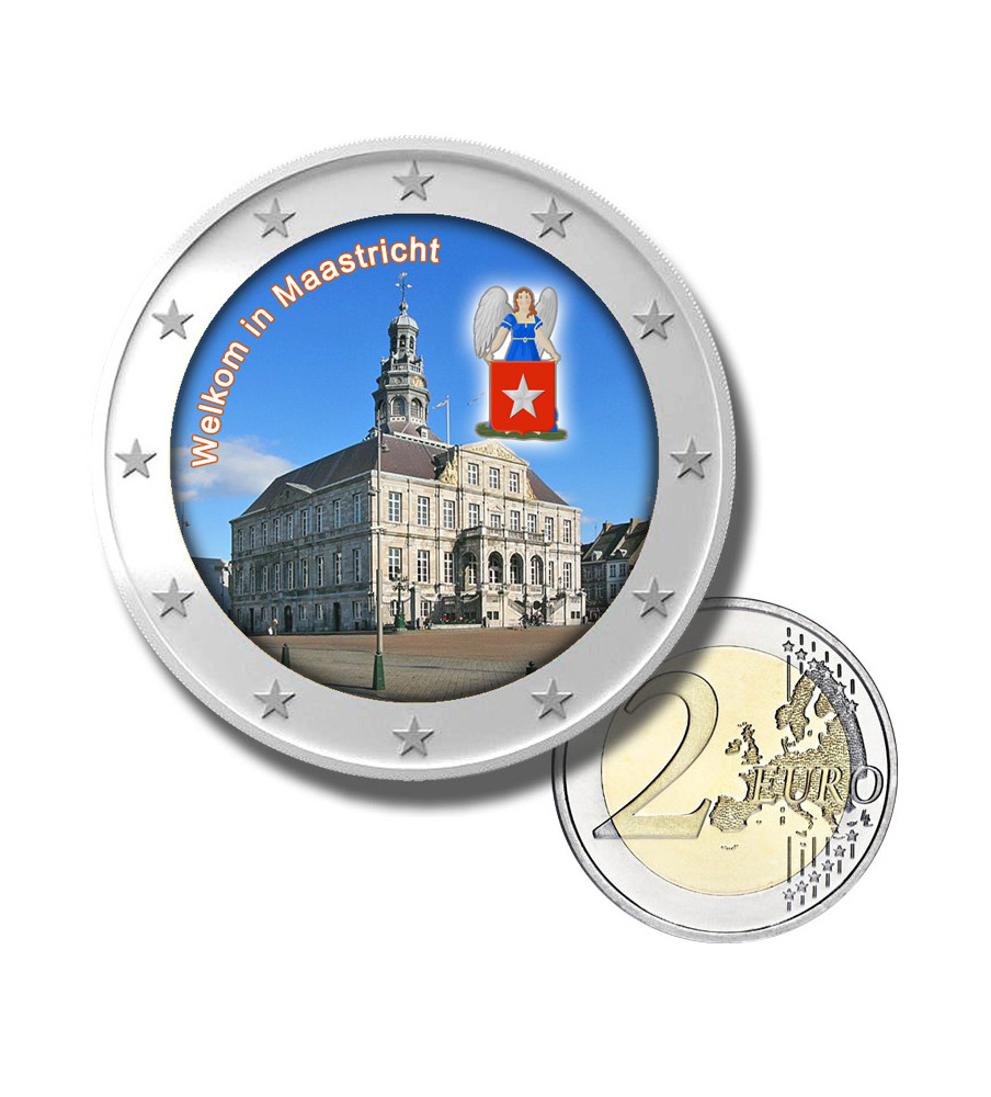 2 Euro Coloured Coin Welkom in Maastricht Netherlands
