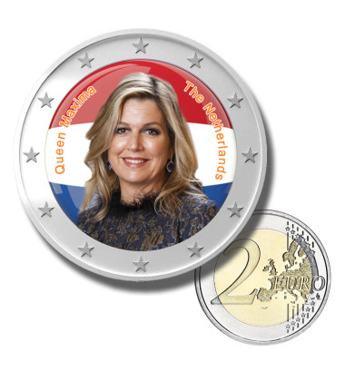 2 Euro Coloured Coin Queen Maxima Of The Netherlands