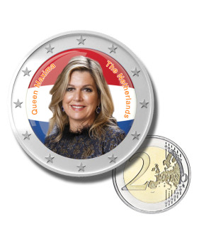 2 Euro Coloured Coin Queen Maxima Of The Netherlands