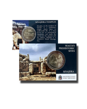 2018 Malta Mnajdra Temple COIN CARD 2 Euro Coin Uncirculated