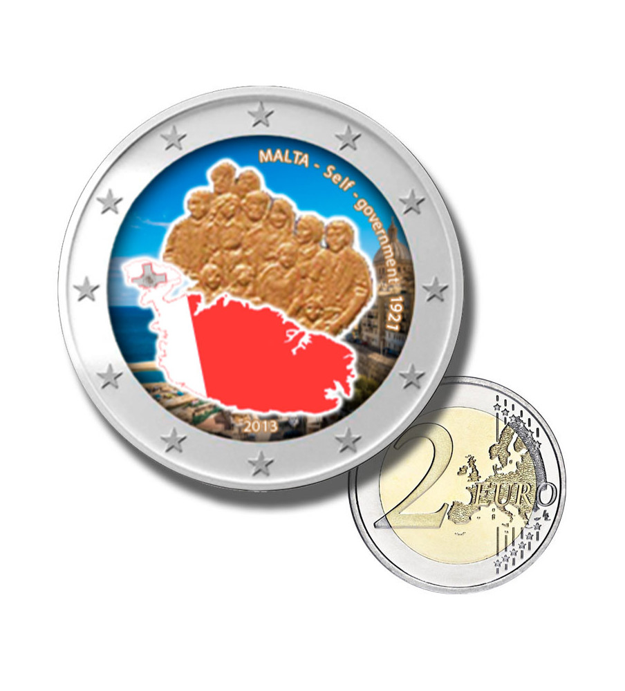 2 Euro Coloured Coin 2013 Malta Self Government