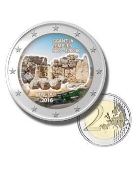 2 Euro Coloured Coin 2016 Malta Ggantija Temples