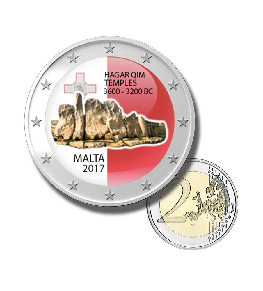 2 Euro Coloured Coin 2017 Malta Hagar Qim Temples
