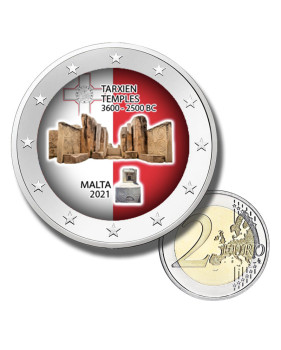 2 Euro Coloured Coin 2021 Malta Tarxien Temples