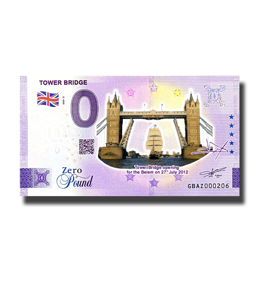 0 Pound Souvenir Banknote Tower Bridge Colour United Kingdom GBAZ 2023-2
