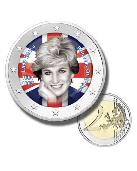 2 Euro Coloured Coin Lady Diana