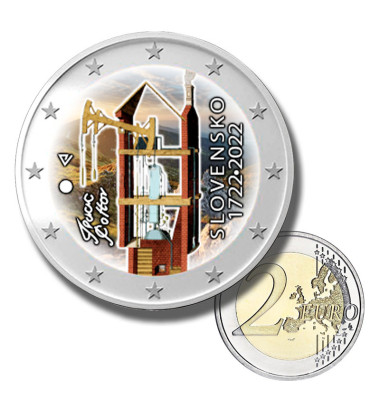 2 Euro Coloured Coin 2022 Slovakia 300th Ann of the Construction of Atmospheric Steam Engine