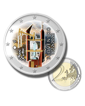 2 Euro Coloured Coin 2022 Slovakia Steam Engine