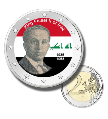 2 Euro Coloured Coin Faisal II