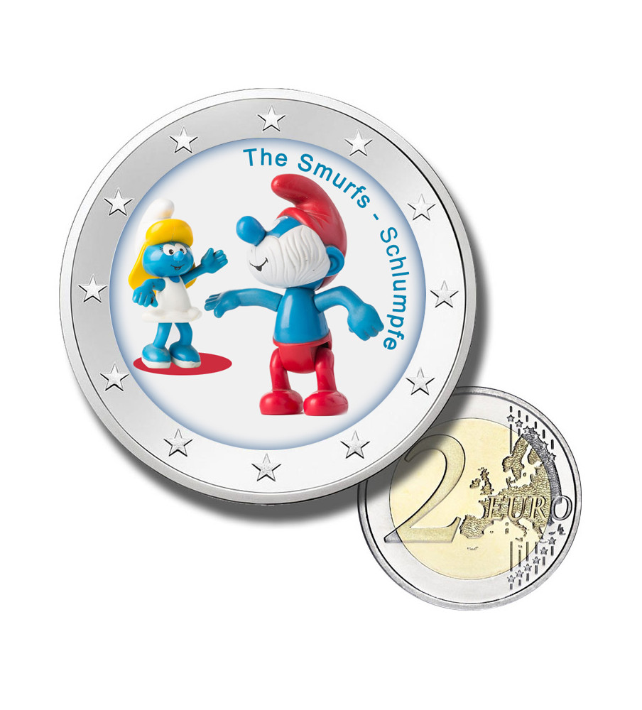 2 Euro Coloured Coin Smurfs