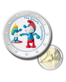 2 Euro Coloured Coin Smurfs