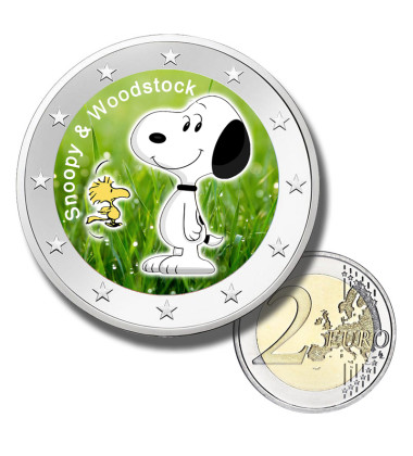 2 Euro Coloured Coin Snoopy