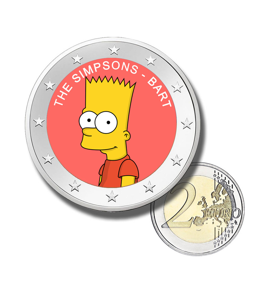 2 Euro Coloured Coin Bart Simpson
