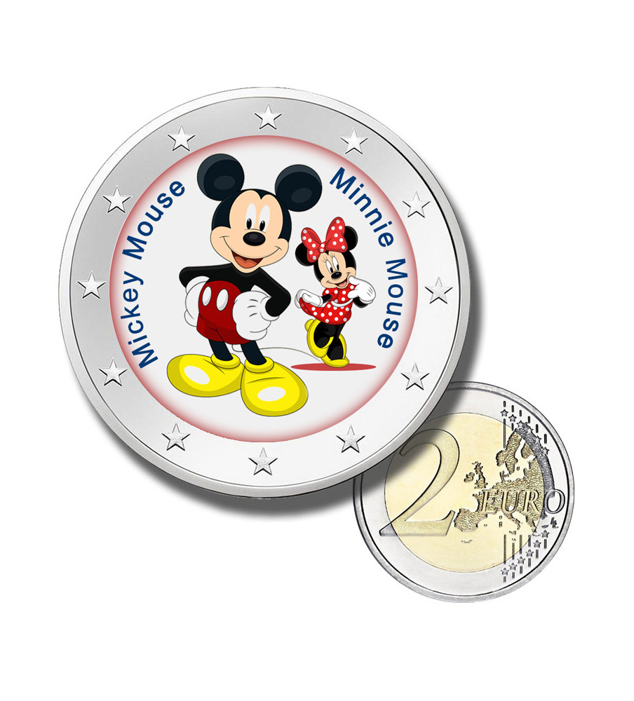 2 Euro Coloured Coin Mickey Mouse