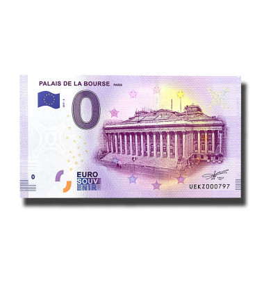 0 Euro Souvenir Banknote Palais De La Bourse Paris France UEKZ 2017-3