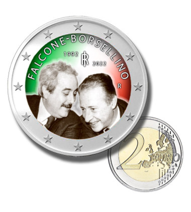 2 Euro Coloured Coin 2022 Italy Falcone Borsellino