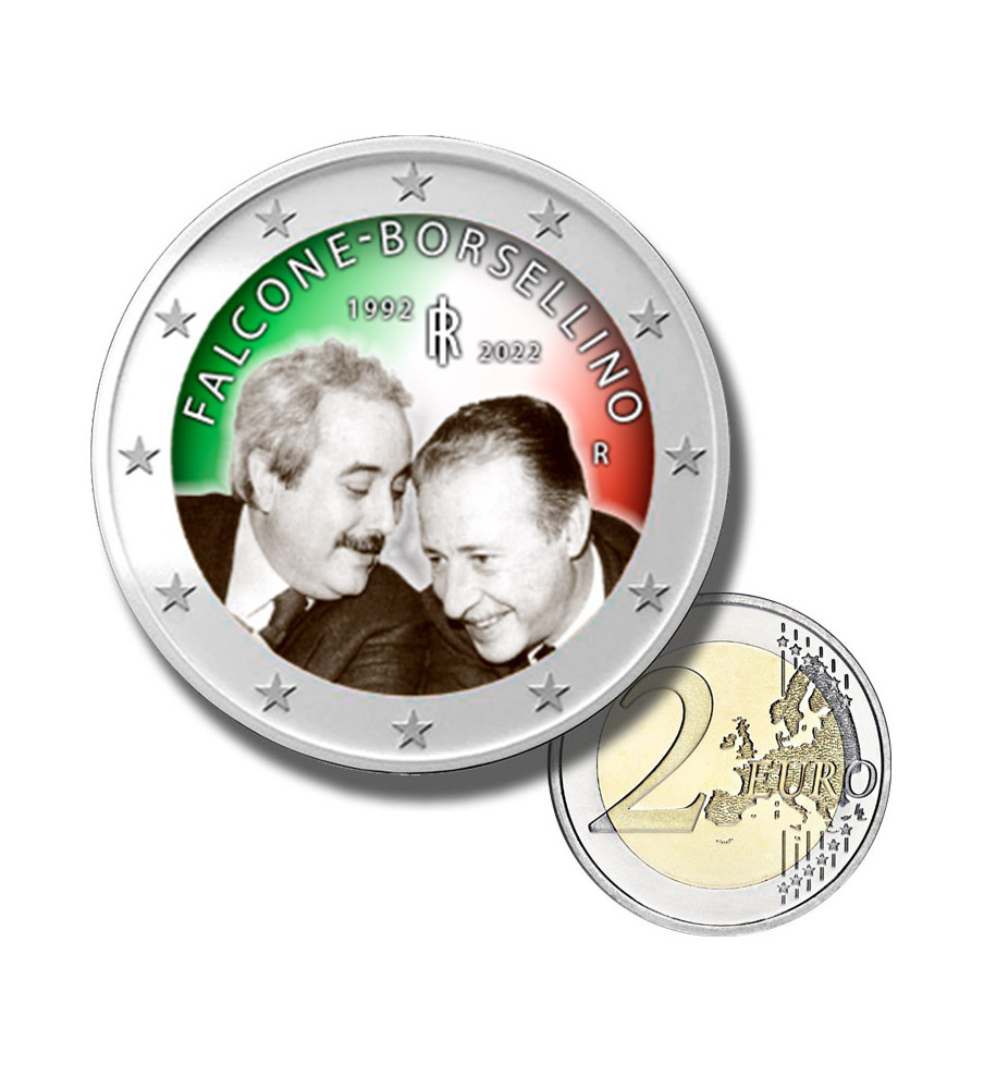 2 Euro Coloured Coin 2022 Italy Falcone Borsellino