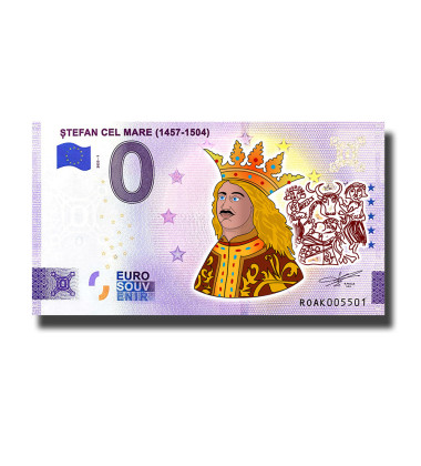 0 Euro Souvenir Banknotes Stefan Cel Mare Prince of Moldavia Colour Romania ROAK 2023-1