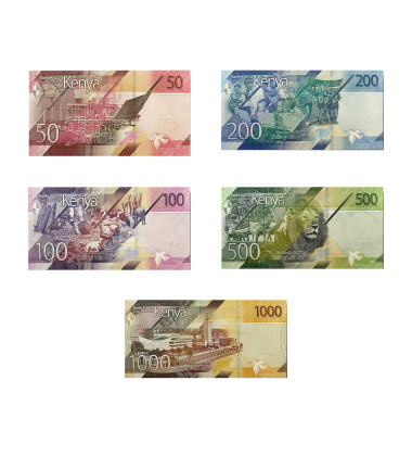 2019 Kenya Set of 5 Shilling Banknotes Uncirculated