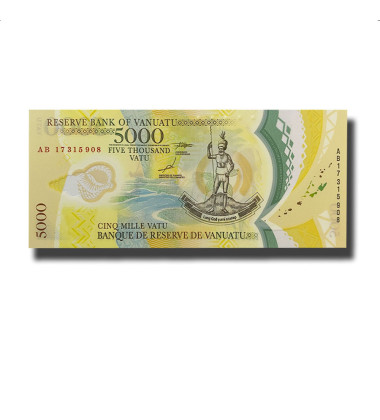 2017 Vanuatu 5000 Vatu Polymer Banknote The Republic of Vanuatu Uncirculated