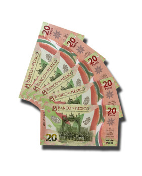 2022 Mexico 20 Pesos Polymer Banknote Independence Set of 5 Signatures Uncirculated