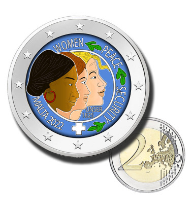 2 Euro Coloured Coin 2022 Malta UN Security Council Resolution