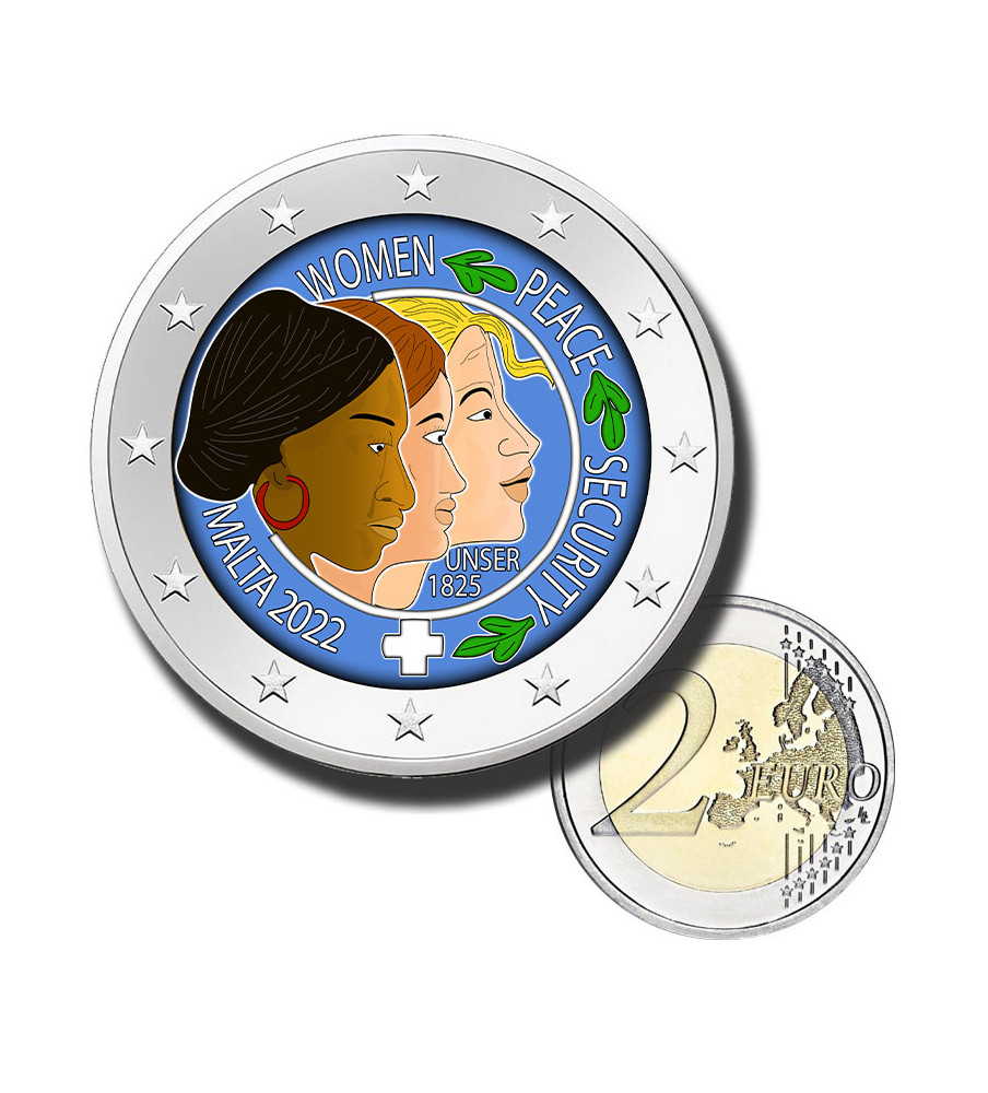 2 Euro Coloured Coin Card 2022 Malta UN Security Council Resolution