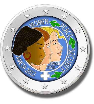 2 Euro Coloured Coin 2022 Malta UN Security Council Resolution