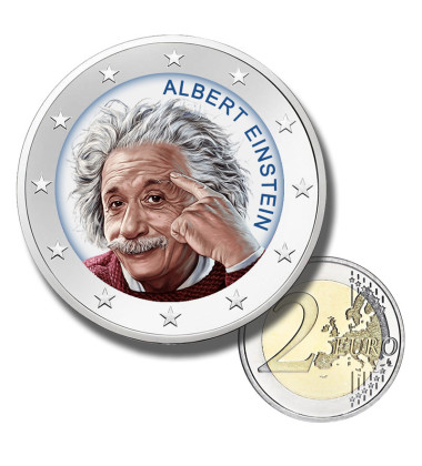 2 Euro Coloured Coin Albert Einstein