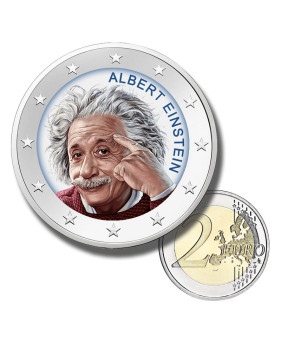 2 Euro Coloured Coin Albert Einstein