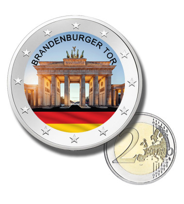 2 Euro Coloured Coin Brandenburger Tor - Berlin