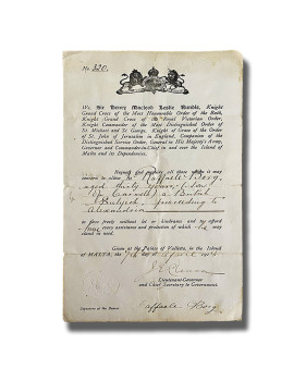 1914 Malta Passport with Consular Cancellations