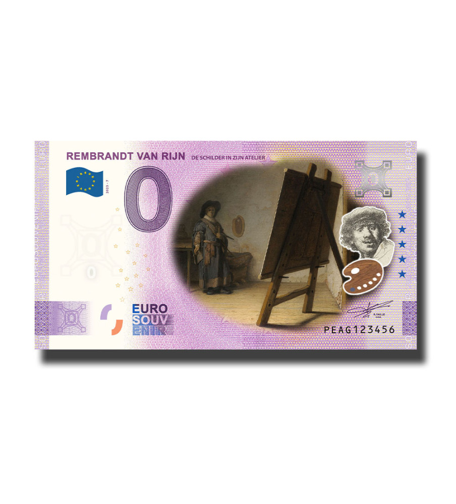 0 Euro Souvenir Banknote Rembrandt Van Rijn Colour Netherlands PEAG 2023-7