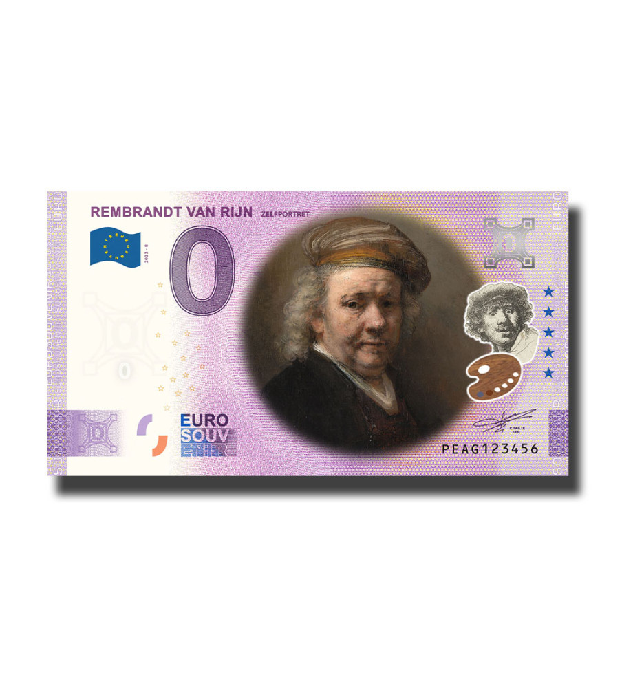 0 Euro Souvenir Banknote Rembrandt Van Rijn Colour Netherlands PEAG 2023-8
