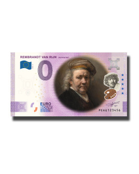 0 Euro Souvenir Banknote Rembrandt Van Rijn Colour Netherlands PEAG 2023-8