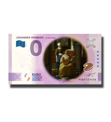 0 Euro Souvenir Banknote Johannes Vermeer Colour Netherlands PEBF 2023-8