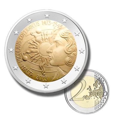 2023 Malta Birth of Nicolaus Copernicus 2 Euro Coin Card