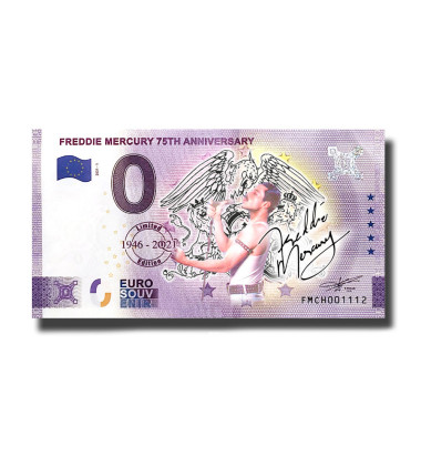 0 Euro Souvenir Banknote Freddie Mercury 75th Anniversary Colour Switzerland FMCH 2021-1