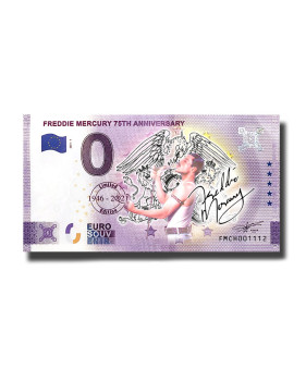 0 Euro Souvenir Banknote Freddie Mercury 75th Anniversary Colour Switzerland FMCH 2021-1