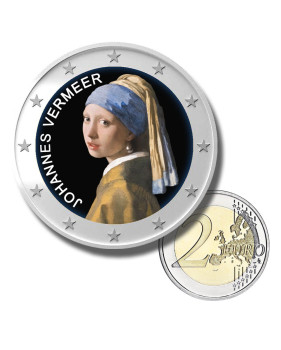 2 Euro Coloured Coin Johannes Vermeer - Girl with a Pearl Earring