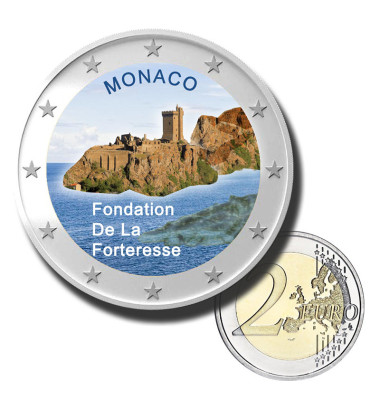 2 Euro Coloured Coin Monaco - Fondation De La Forteresse