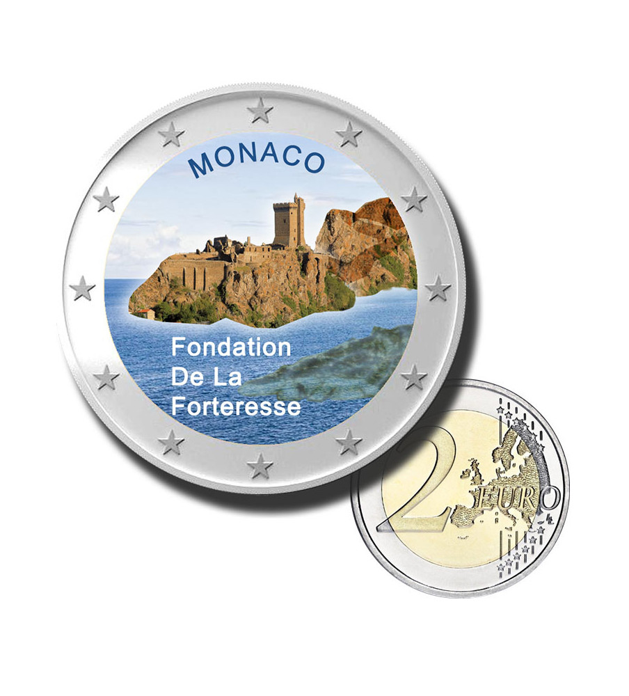 2 Euro Coloured Coin Monaco - Fondation De La Forteresse