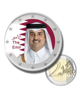 2 Euro Coloured Coin Sheikh Tamim - His Highness The Emir Of Qatar