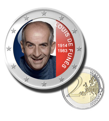 2 Euro Coloured Coin Louis de Funès