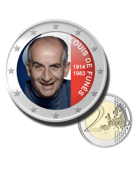 2 Euro Coloured Coin Louis de Funès