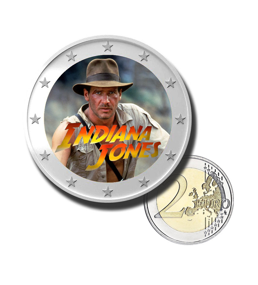 2 Euro Coloured Coin Cinema Film Series - Indiana Jones - Harrison Ford