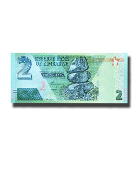 2021 Zimbabwe 2 Dollars Banknote, New Hybrid, Uncirculated