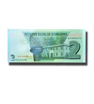 2021 Zimbabwe 2 Dollars Banknote, New Hybrid, Uncirculated